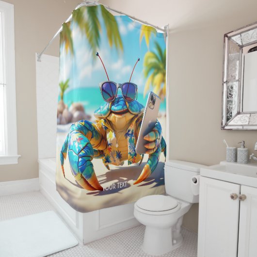Fantasy Schattige Shell Crab Beach Douchegordijn (In situ)
