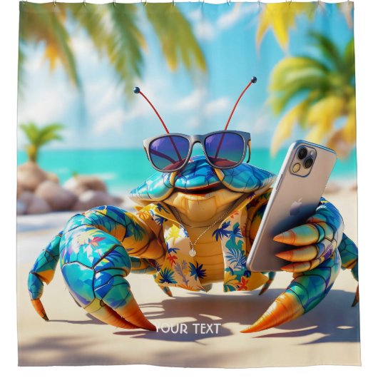 Fantasy Schattige Shell Crab Beach Douchegordijn (Voorkant)
