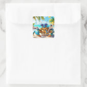 Fantasy Schattige Shell Crab Beach Vierkante Sticker (Tas)