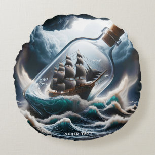 Fantasy Schattige Ship Bottle Zee Rond Kussen