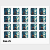 Fantasy Schattige Ship Night Moon Vierkante Sticker (Vel)