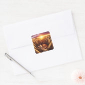 Fantasy Schattige Slapen Kat Tarwe Vierkante Sticker (Envelop)