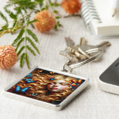 Fantasy Schattige Slapen Meisje Vlinders Sleutelhanger (Zijkant)