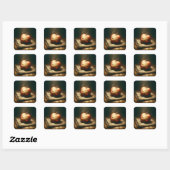 Fantasy Schattige Slapen Rode Appel Vierkante Sticker (Vel)