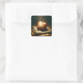Fantasy Schattige Slapen Rode Appel Vierkante Sticker (Tas)