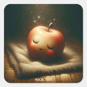 Fantasy Schattige Slapen Rode Appel Vierkante Sticker