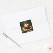 Fantasy Schattige Slapen Rode Appel Vierkante Sticker (Envelop)