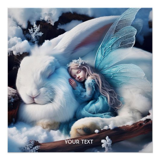 Fantasy Schattige slapend meisje Bunny Perfect Poster (Voorkant)