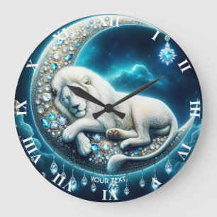 Fantasy Schattige Sleeping Lion Crescent Grote Klok