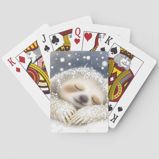 Fantasy Schattige Sleeping Sloth Snow Pokerkaarten (Achterkant)