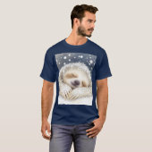 Fantasy Schattige Sleeping Sloth Snow T-shirt (Voorkant volledig)