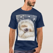 Fantasy Schattige Sleeping Sloth Snow T-shirt (Voorkant)