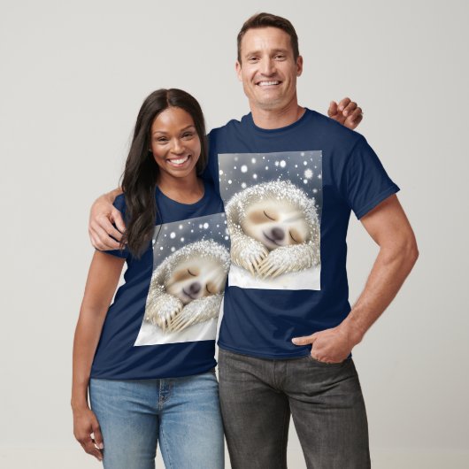 Fantasy Schattige Sleeping Sloth Snow T-shirt (Unisex)