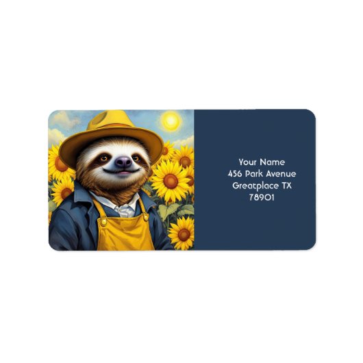 Fantasy Schattige Sloth Van Gogh Etiket (Voorkant)