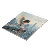 Fantasy Schattige Small Girl Rooftop Tegeltje (Zijkant)