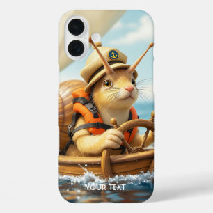 Fantasy Schattige Snail Steering Zeilboot iPhone 16 Plus Hoesje