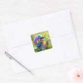 Fantasy Schattige Snail Telefoonbloemen Vierkante Sticker (Envelop)