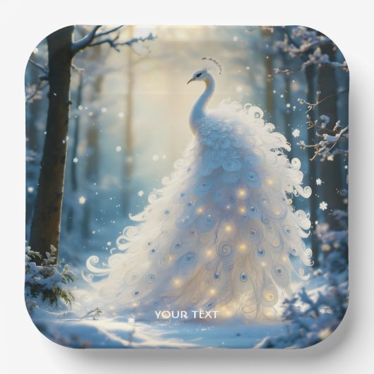 Fantasy Schattige Sneeuwwitje Pauw Papieren Bordje (Voorkant)