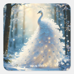 Fantasy Schattige Sneeuwwitje Pauw Vierkante Sticker