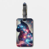 Fantasy Schattige Space Cat Stars Bagagelabel (Achterkant verticaal)