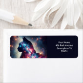 Fantasy Schattige Space Cat Stars Etiket (Insitu)