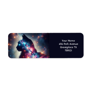 Fantasy Schattige Space Cat Stars Etiket
