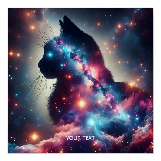 Fantasy Schattige Space Cat Stars Perfect Poster (Voorkant)