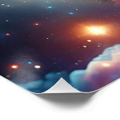 Fantasy Schattige Space Cat Stars Perfect Poster (Hoek)