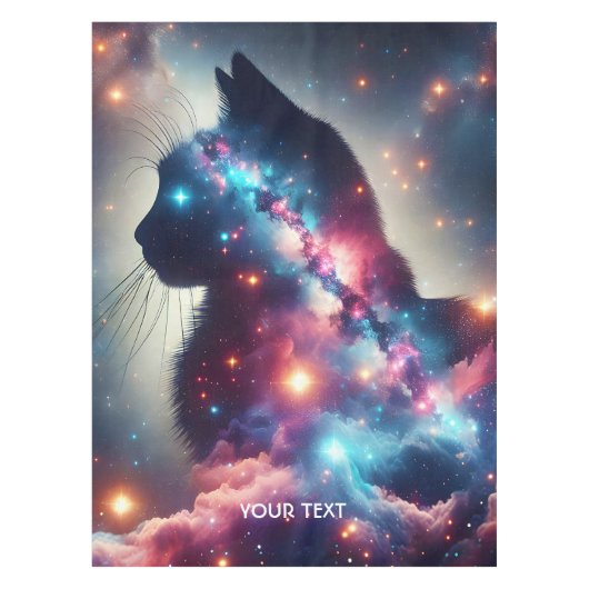 Fantasy Schattige Space Cat Stars Tafelkleed (Voorkant)