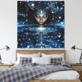 Fantasy Schattige Space Lady Face Canvas Afdruk (Insitu (Slaapkamer))