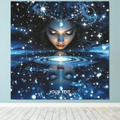 Fantasy Schattige Space Lady Face Canvas Afdruk (Insitu (Houten vloer))