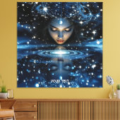 Fantasy Schattige Space Lady Face Canvas Afdruk (Insitu (Woonkamer))