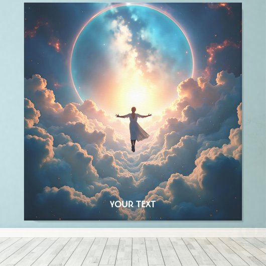 Fantasy Schattige Space Stars Meisje Canvas Afdruk (Insitu (Houten vloer))