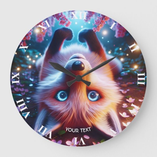 Fantasy Schattige spelen Fox Grote Klok (Voorkant)