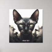 Fantasy Schattige Sphynx Black Cat Canvas Afdruk (Voorkant)
