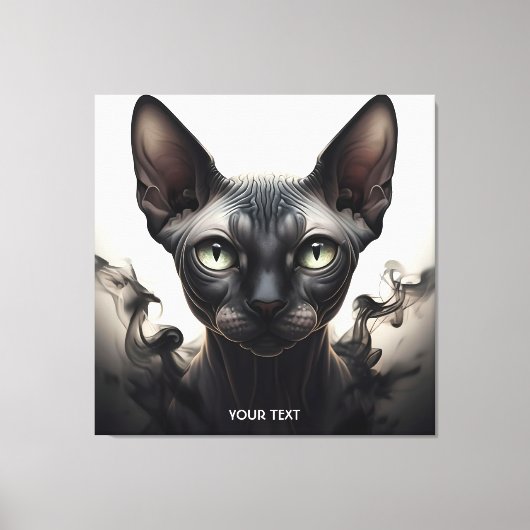 Fantasy Schattige Sphynx Black Cat Canvas Afdruk (Voorkant)