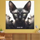 Fantasy Schattige Sphynx Black Cat Canvas Afdruk (Insitu (Woonkamer))