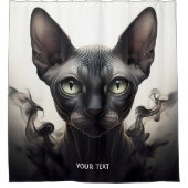 Fantasy Schattige Sphynx Black Cat Douchegordijn (Voorkant)