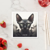 Fantasy Schattige Sphynx Black Cat Servet (Insitu)