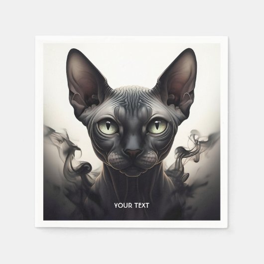 Fantasy Schattige Sphynx Black Cat Servet (Voorkant)