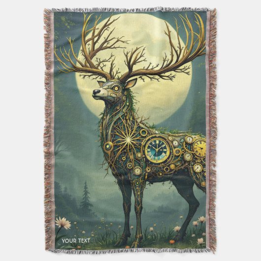 Fantasy Schattige Steampunk Deer Forest Deken (Voorkant Verticaal)