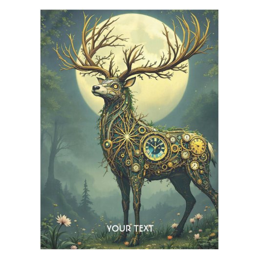Fantasy Schattige Steampunk Deer Forest Tafelkleed (Voorkant)