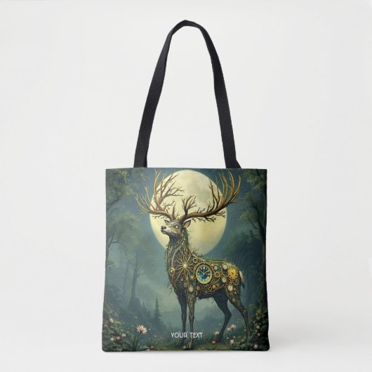 Fantasy Schattige Steampunk Deer Forest Tote Bag (Voorkant)