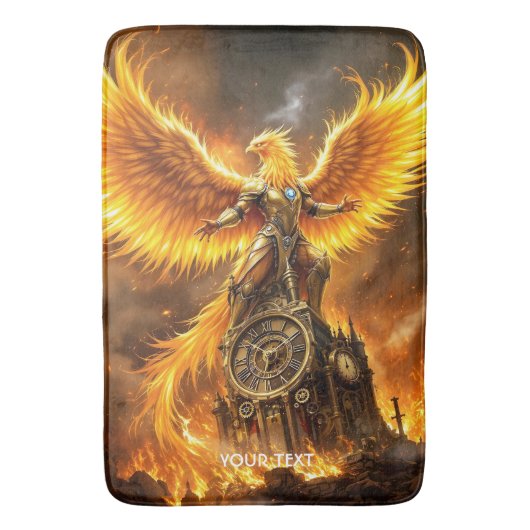 Fantasy Schattige Steampunk Flames Phoenix Badmat (Voorkant Verticaal)