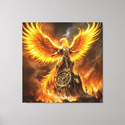 Fantasy Schattige Steampunk Flames Phoenix Canvas Afdruk (Voorkant)