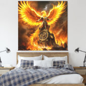 Fantasy Schattige Steampunk Flames Phoenix Canvas Afdruk (Insitu (Slaapkamer))