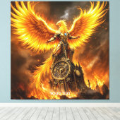 Fantasy Schattige Steampunk Flames Phoenix Canvas Afdruk (Insitu (Houten vloer))