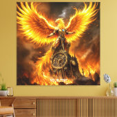 Fantasy Schattige Steampunk Flames Phoenix Canvas Afdruk (Insitu (Woonkamer))