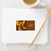 Fantasy Schattige Steampunk Flames Phoenix Etiket (Insitu)
