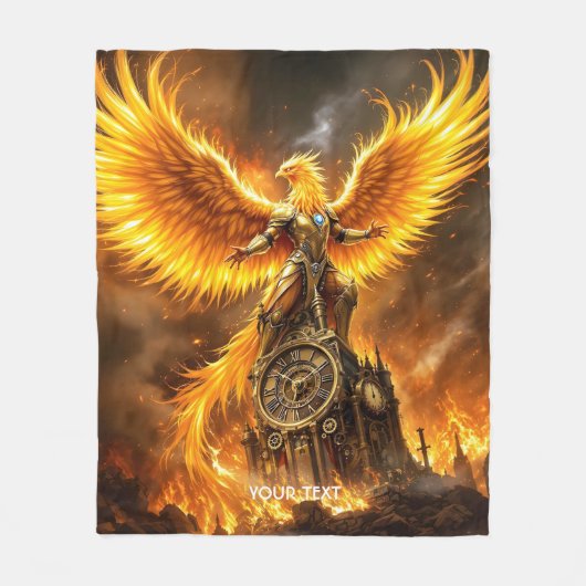 Fantasy Schattige Steampunk Flames Phoenix Fleece Deken (Voorkant)
